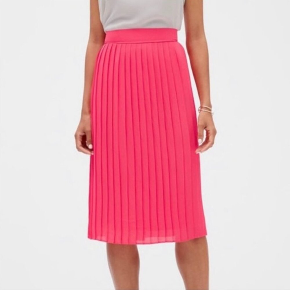 Banana Republic Vibrant Pink Pleated A-Line Skirt
